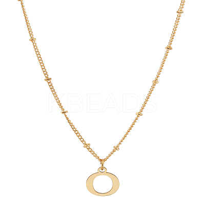 1Pc Brass Chain & 304 Stainless Steel Letter Pendant Necklaces NJEW-LP0001-35O-G-1