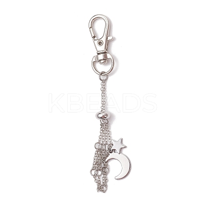 Moon Alloy Swivel Lobster Claw Clasps & Brass Cable Chains AJEW-JB01337-01-1