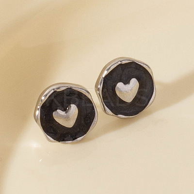 304 Stainless Steel Heart Stud Earrings OA9161-1-1