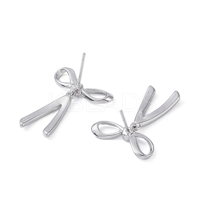 Rack Plating Bowknot Brass Stud Earrings for Women EJEW-NH0002-03P-1