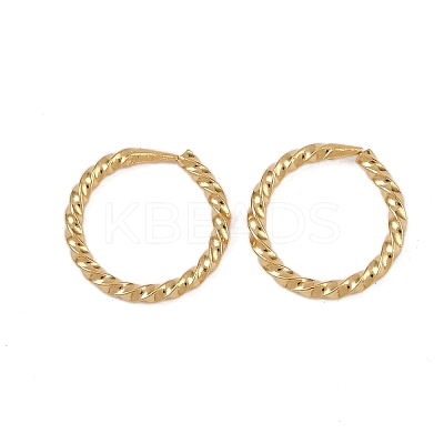Brass Twist Ring Hoop Earrings EJEW-F378-01G-1