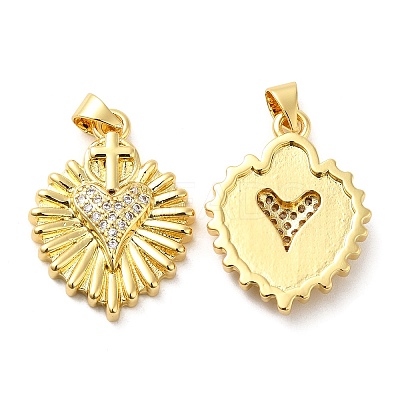 Rack Plating Brass Micro Pave Clear Cubic Zirconia Pendants KK-Q784-17G-1