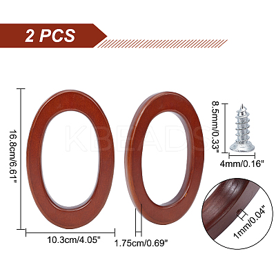 Oval Wood Bag Handle Eyelet Frames FIND-WH0128-77-1