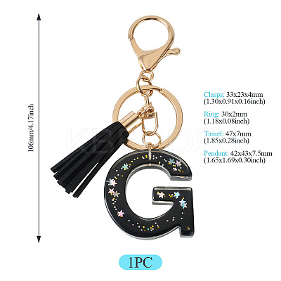 1Pc Resin Letter Keychains KEYC-TADJ0001-09G-1