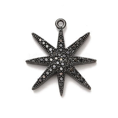 Rack Plating Brass Micro Pave Clear Cubic Zirconia Pendants KK-L210-011EB-1