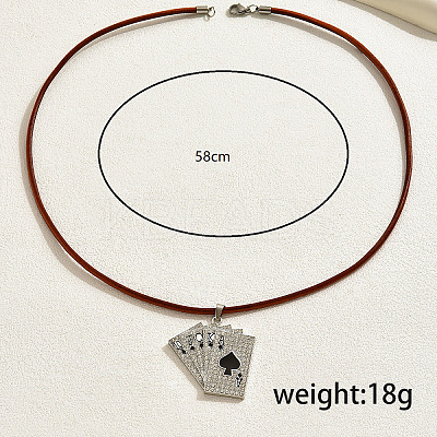 Retro Alloy Hip-hop Style Playing Card Pendant Necklaces LE7293-3-1
