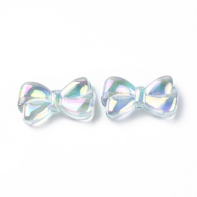 UV Plating Rainbow Iridescent Acrylic Beads OACR-H015-01-1