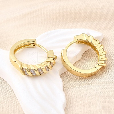 Brass Micro Pave Clear Cubic Zirconia Hoop Earrings EJEW-Z121-13G-1