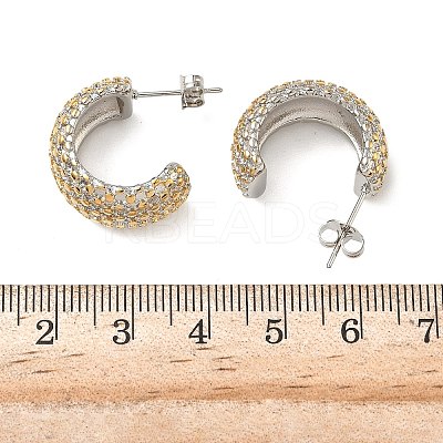 304 Stainless Steel Two Tone C-Shaped Stud Earrings EJEW-F392-03G-1