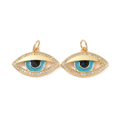 Eye Brass Micro Pave Clear Cubic Zirconia Charms KK-G435-34G-1