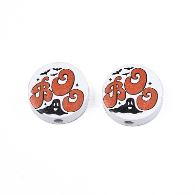 Halloween Printed Natural Wood Beads WOOD-T021-80-1