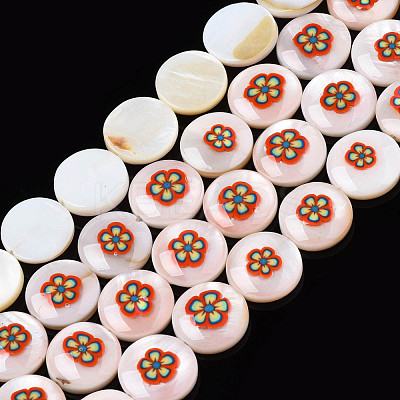 Natural Freshwater Shell Enamel Beads SHEL-N026-194-01-1