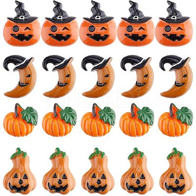40Pcs 4 Styles Halloween Theme Opaque Resin Cabochons RESI-GF0001-09-1