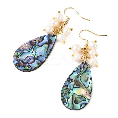 Natural Paua Shell Dangle Earrings EJEW-JE07306-1
