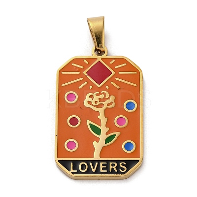 Ion Plating(IP) 304 Stainless Steel Enamel Pendants STAS-Q003-01G-012-1