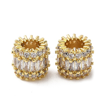 Rack Plating Brass Micro Pave Cubic Zirconia European Beads KK-K377-10G-1