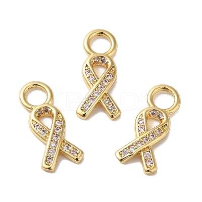 Rack Plating Brass Pave Cubic Zirconia Charms KK-O142-43G-1
