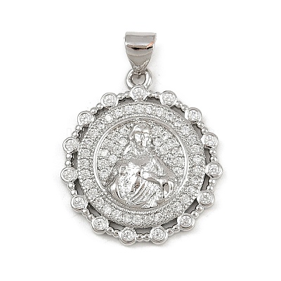 Brass Micro Pave Cubic Zirconia Pendants KK-P323-11H-P02-1