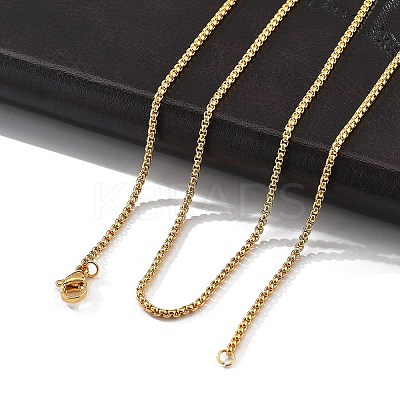1.8mm Rack Plating Brass Box Chain Necklaces for Women Men MAK-L044-60G-2A-1