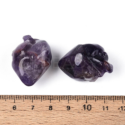 Natural Amethyst Heart Beads G-T144-04F-1
