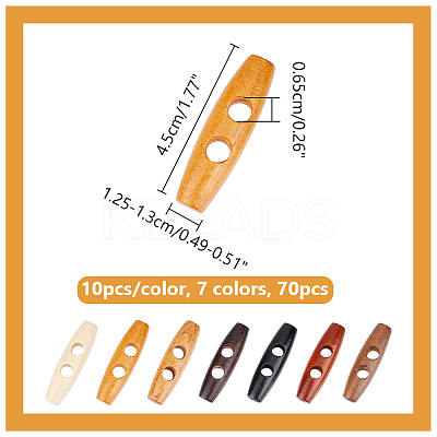70pcs 7 colors Natural Wood Buttons FIND-NB0005-03C-1