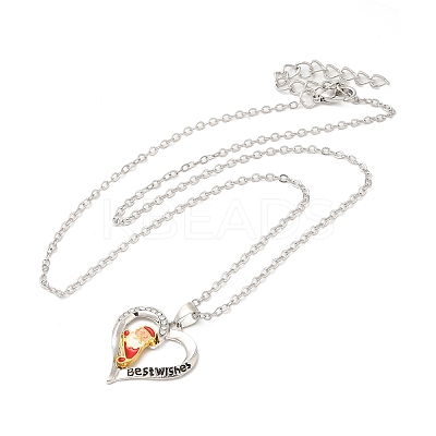 Heart with Word Best Wishes Zinc Alloy Pendant Necklaces for Christmas LS-NJEW-M203-02A-GP-1