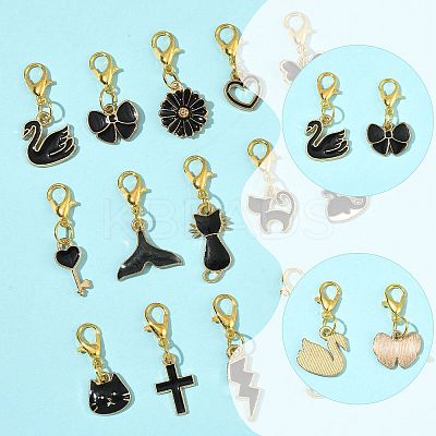 20Pcs 20 Styles Alloy Enamel Pendant Decorations HJEW-FS00045-1