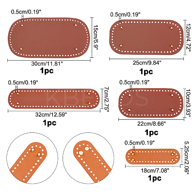 Oval PU Leather Knitting Crochet Bags Nail Bottom Shaper Pad DIY-PH0008-30-1