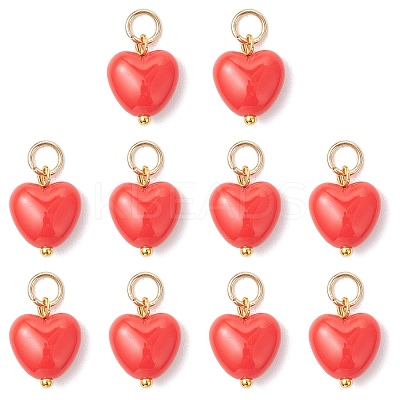 Opaque Acrylic Heart Charms PALLOY-MZ00844-1