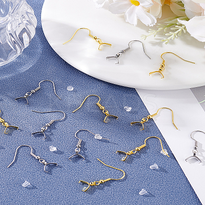 30Pcs 2 Colors 304 Stainless Steel Earring Hooks STAS-LP0001-97-1