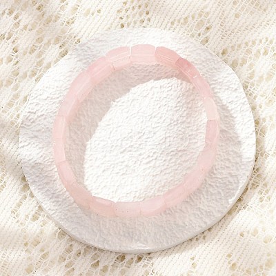 Natural Rose Quartz Gemstone Stretch Bracelets BJEW-F406-B04-1