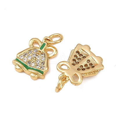 Christmas Brass Micro Pave Cubic Zirconia Enamel Charms KK-L255-19G-11-1