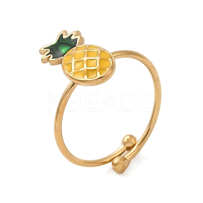 Adjustable 304 Stainless Steel Enamel Cuff Rings for Women LS-RJEW-B152-01G-02-1