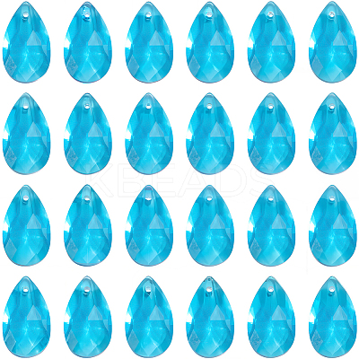 40Pcs Faceted Teardrop Glass Pendants GLAA-SP0001-11D-1
