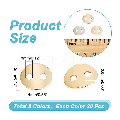 2-Hole 304 Stainless Steel Sewing Buttons STAS-UN0003-94-1