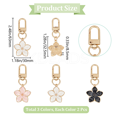 6Pcs 3 Colors Flower Alloy Enamel Pendant Decorations KEYC-BBC0001-02-1