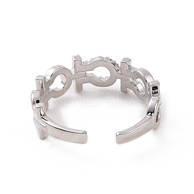 Clear Cubic Zirconia Hollow Out Open Cuff Ring RJEW-G283-13P-1