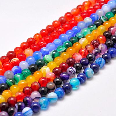 Natural Striped Agate/Banded Agate Bead Strands G-G962-16mm-M-1