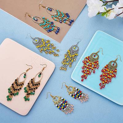 5Pair 5 Style Horse Eye & Ring Chandelier Earrings EJEW-SW00008-1