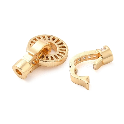 Brass Pave Clear Glass Fold Over Clasps KK-F860-28G-1