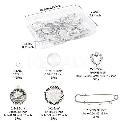 DIY Flat Round Alloy Commemorative Photo Pendants Making Kits DIY-FS0009-23-1