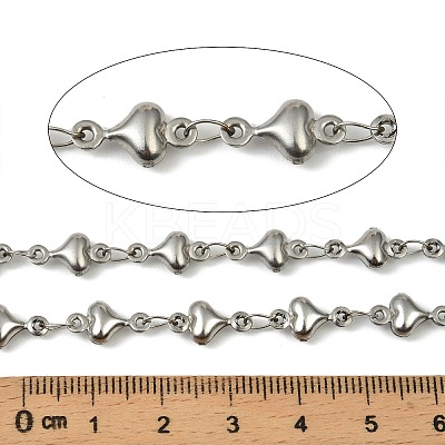 304 Stainless Steel Heart Link Chains CHS-A017-02B-P-1