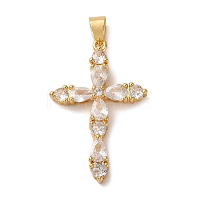 Brass Micro Pave Clear Cubic Zirconia Pendants ZIRC-M117-37G-1