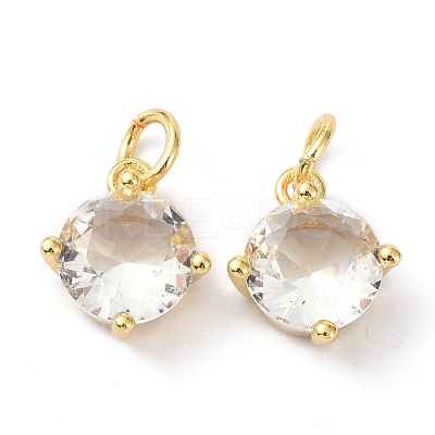 Brass Cubic Zirconia Charms ZIRC-C022-05G-1
