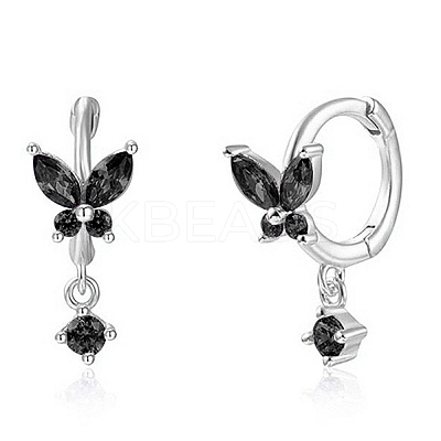 S925 Silver Butterfly Ear Cuffs with Multicolor Zirconia CY9476-13-1