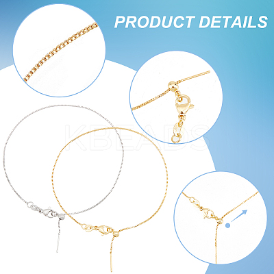 10Pcs 2 Colors Brass Box Chains Slider Bracelet Making KK-BC0013-29-1