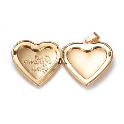 Valentine's Day Ion Plating(IP) 304 Stainless Steel Locket Pendants STAS-K197-08G-1