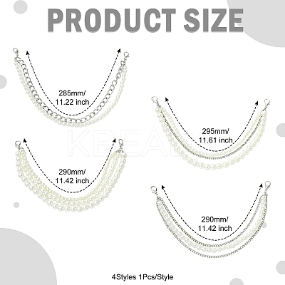 4Pcs 4 Styles Zinc Alloy and ABS Pearl Chains FIND-CJ0004-48-1