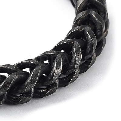 304 Stainless Steel Dragon Head Cuban Link Chains Bracelets for Men & Women BJEW-D031-23B-1
