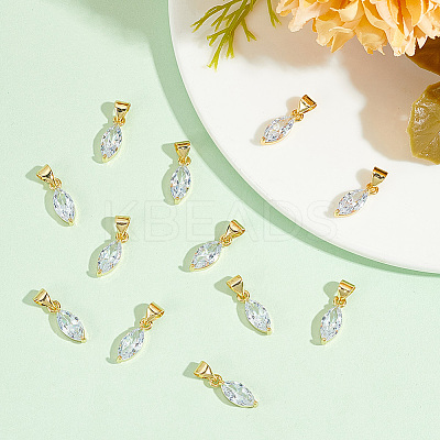 12PCS Brass Cubic Zirconia Charms KK-BC0012-84-1